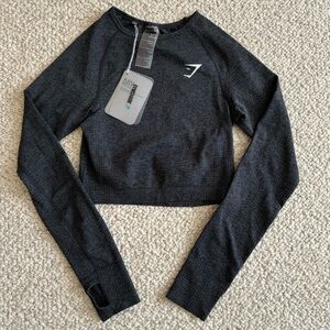 NWT Gymshark Vital Seamless Long Sleeve  Crop Workout Top S Gray